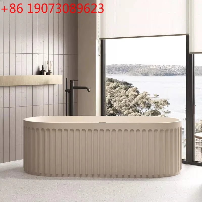 

Встроенная отдельно стоящая ванна для кофе с молоком, гостиничная для пар, двойная овальная каменная ванна типа Qimei