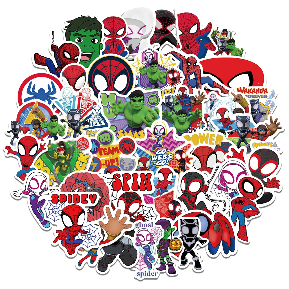 10/30/50pcs Disney Movie Superhero Spiderman Cartoon Stickers Anime Graffiti Decals Phone Bike Car Cool Sticker Fun for Kid Toys