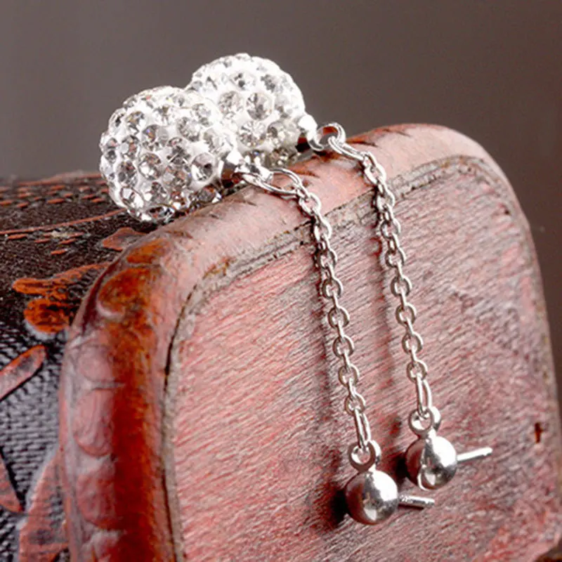 925 Sterling Silver Fashion Temperament Shambhala Princess Crystal Zircon Full Diamond Ball Earrings Birthday Anniversary Gift