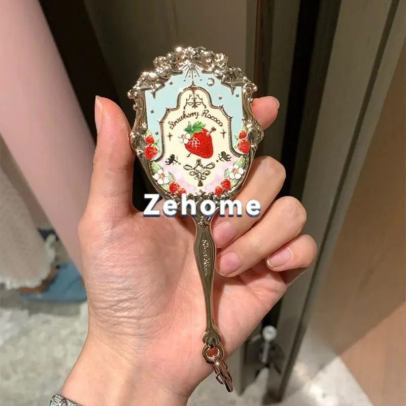 Strawberry Rococo mini handheld mirror limited exquisite mirror genuine flower knowing mirror