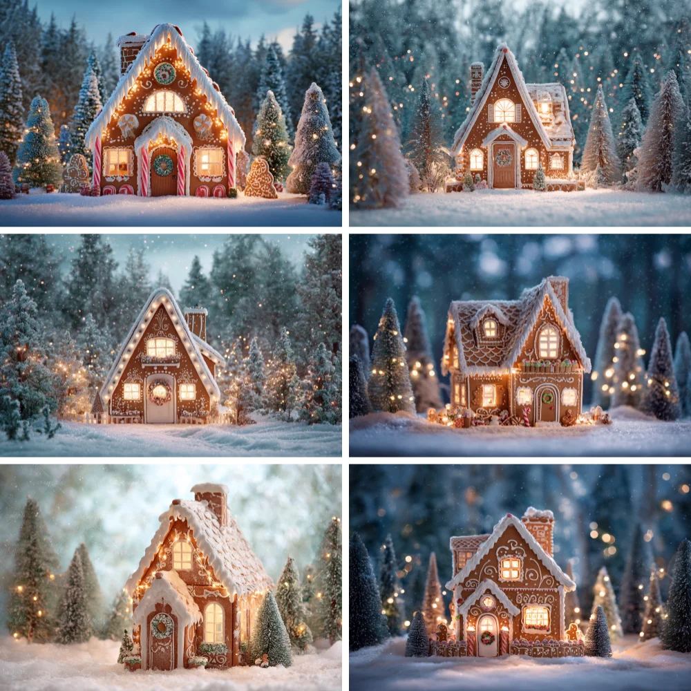 

Photography Background Winter Christmas Shop Forest Cottage Xmas Tree Kids Family Portrait Decor Backdrop Photo Studio