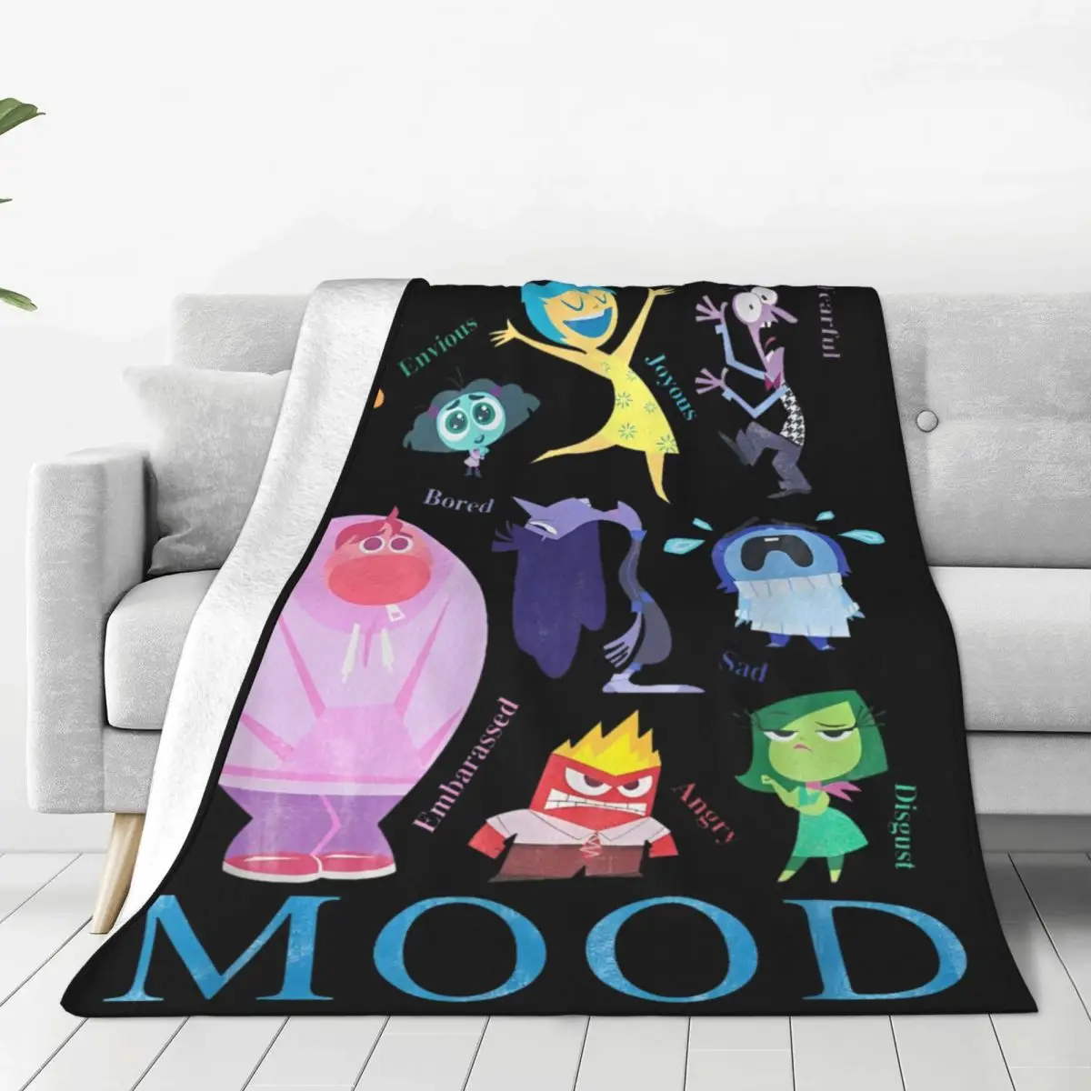 Inside Out 2 Current Mood Many Emotions Vintage Blankets Cartoon Movie Wool Awesome Warm Throw Blanket for Bedspread All Season