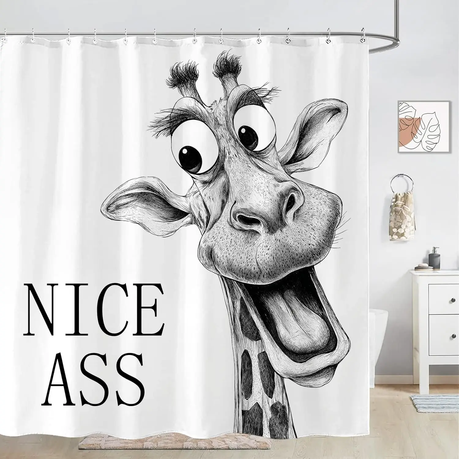 

Забавный осел, занавеска для душа, деревенский фермерский дом, занавески для душа для ванной комнаты, черно-белые забавные милые животные, дикая природа, водонепроницаемые Fa