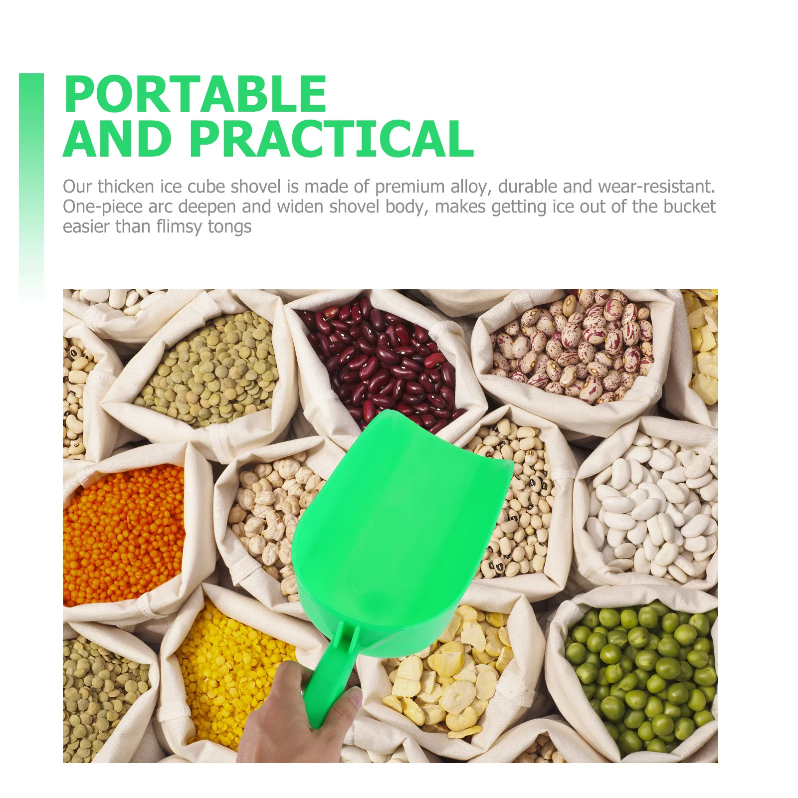 2 قطعة مجرفة الثلج الخضراء متعددة الوظائف العملي المنزلية آيس كيوب مغرفة دائم المطبخ أداة مجرفة الأرز للطعام