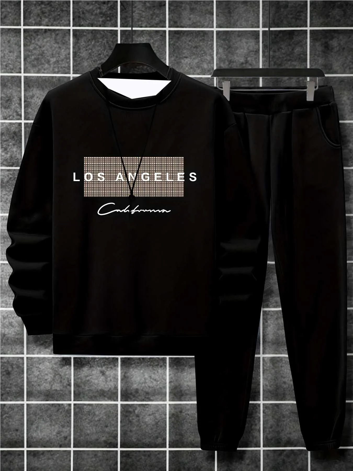 

25 Новый осенне-зимний мужской спортивный комплект Y2K, простой деловой модный комплект с 3D принтом, подходит для мужчин, уличный повседневный комплект из 2 предметов для отдыха