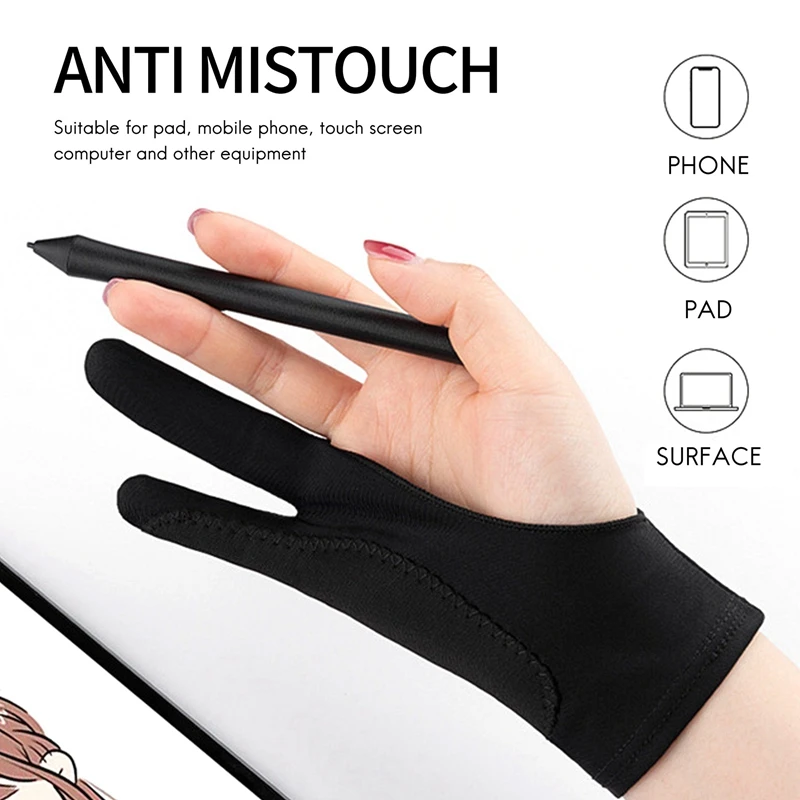 5 Pack Artist Gloves For Tablet Digital Drawing Glove Two Fingers Thicken Palm Rejection Glove For Graphics Pad