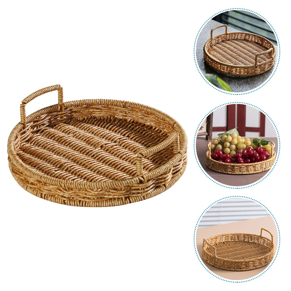 Woven Bread Basket Large Capacity Kitchen Food Serving Holder Rattan Home Storage Wicker Basket Fruit Snacks ganizer Simple Chic