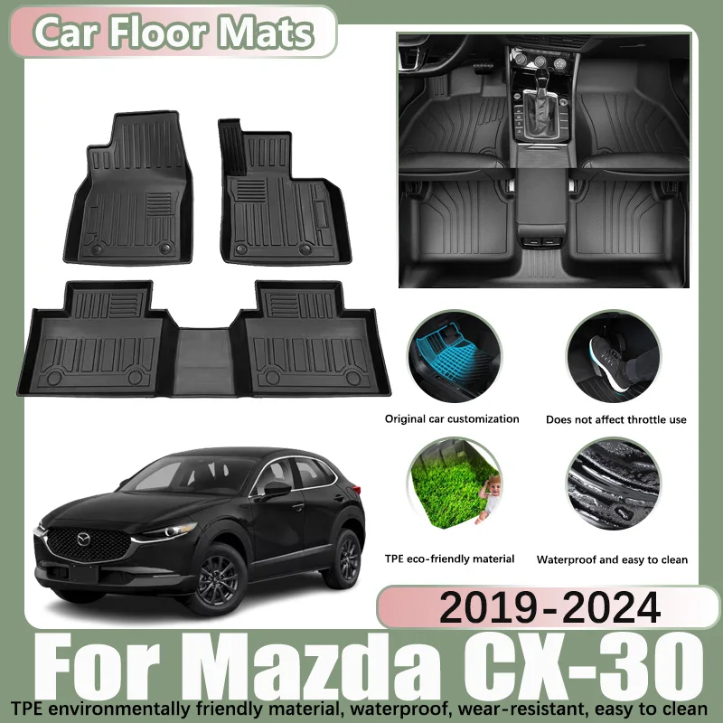 

RHD Car Floor Mats for Mazda CX-30 CX30 2020-2024 2021 Carpet Anti-dirt Tray Car Waterproof Foot Pad Custom Liner Accessories