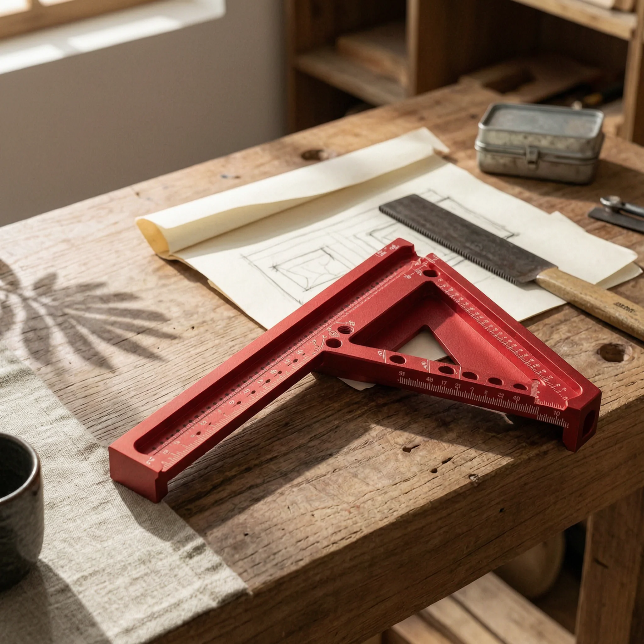 Metal Carpenter Square Detachable Angle Gauge Layout Ruler Wear-Resistant Measuring Tool Hex Key Included for Woodworking Shop