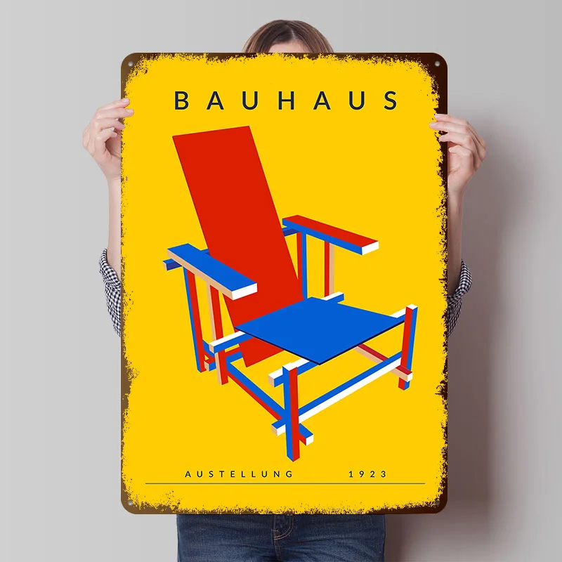 Bauhaus | Chair Triptych 25L Metal Poster Customized Wall Art Retro Vintage Metal Signs for Man Cave Garage Decoration Gaming
