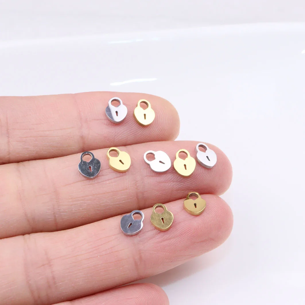 10 sztuk hurtownie Mini zamek ze stali nierdzewnej wysokiej jakości Mirro polski kobiety wisiorek z amuletem naszyjnik DIY bransoletki nieblaknący bezbarwny
