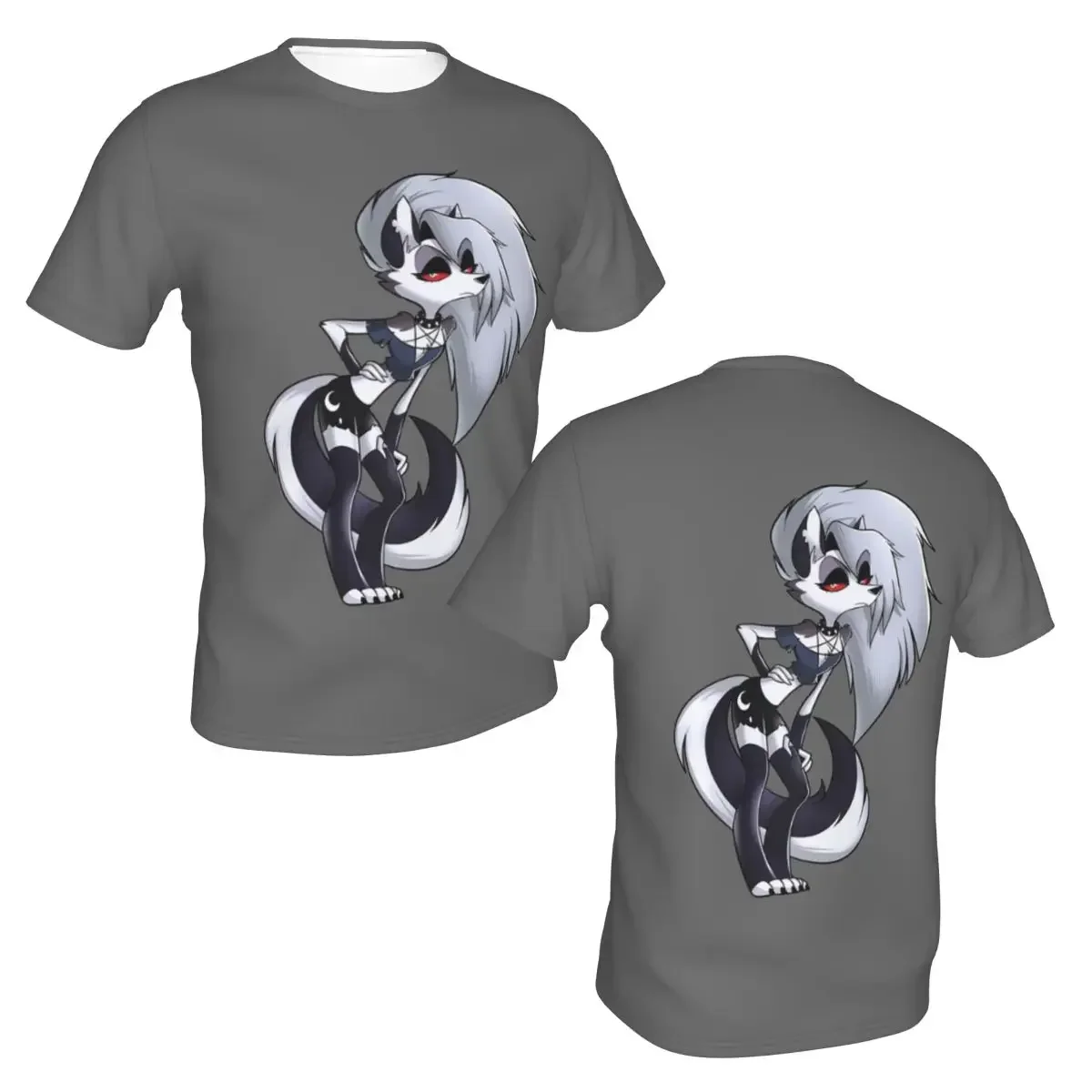 polyester Helluva Boss Loona T-Shirt Men's Fashion T Shirt Men O-Neck Summer Shirts Tops