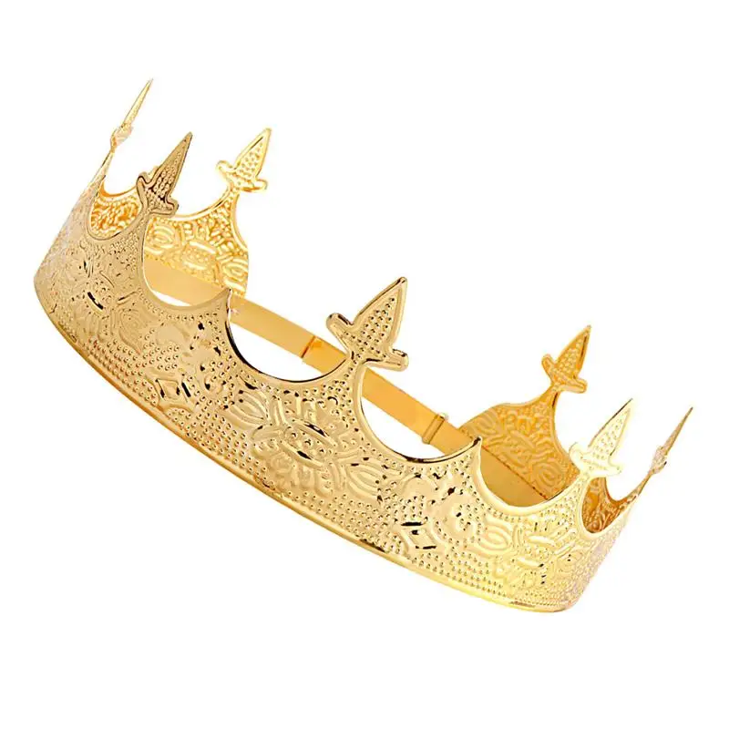 1 レトロ衣装男性西洋男性クラウンヴィンテージメタルクラウン王のクラウンヘッドバンド結婚式プロムパーティーコスプレ 18.5 × 6.5 センチメートル