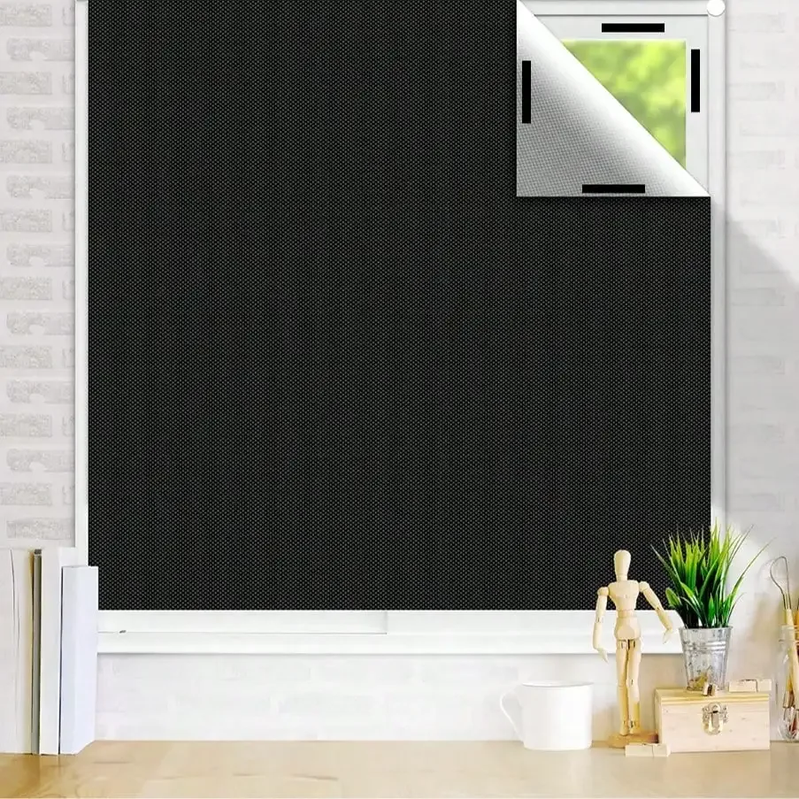 

Blackout Curtains 100% Effective No Drilling Required Cut to Size for Bedroom Traveling Ideal Room Darkening Solution