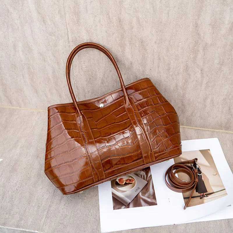 Bolso de mano Aidrani para mujer con estampado de piel de cocodrilo, bolso de cuero de vaca genuino con asa superior, bolso de diseño para llevar al hombro, ideal para el trabajo, la oficina, fiestas y el uso diario.