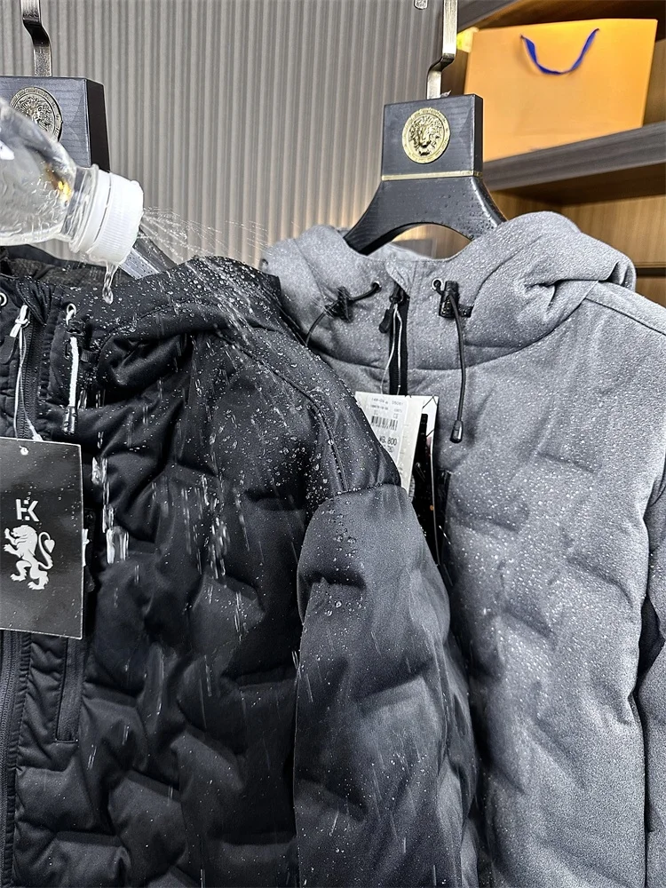 Men's Casual Hooded Cotton Jacket Outdoor High-End Cold Resistance Full Glue Pressed Pure Color Fall Winter Fashion City Loos...