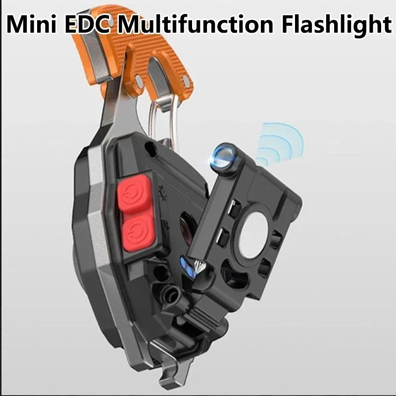 

1pc new 15 in 1 Mini Multifunction Outdoor EDC Led Flashlight Keychain Tools