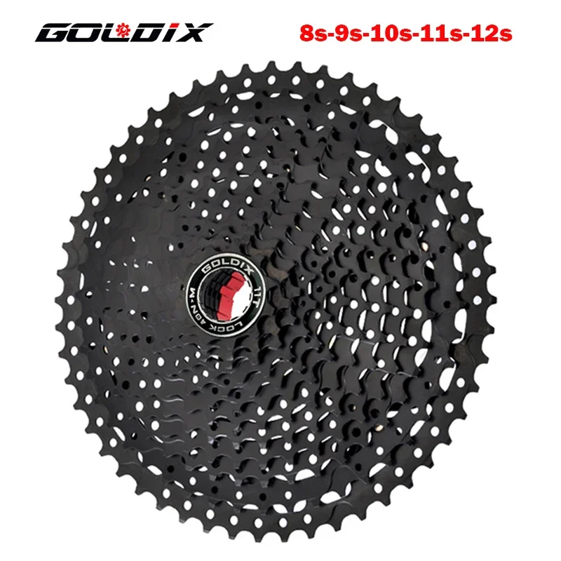 GOLDIX MTB Black Cassete 8/9/10/11/12 Speed 40/42/46/50/52T Bicycle Sprocket for Shimano HG 8/9/10/11/12v Bicycle Freewheel
