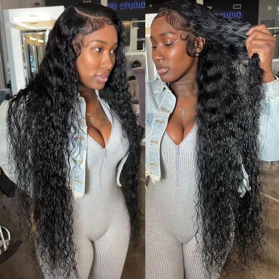 40 Inch Curly Human Hair Wigs Brazilian Deep Wave Frontal Hd Lace Glueless Wigs Human Hair Water Wave Lace Front Human Hair Wig
