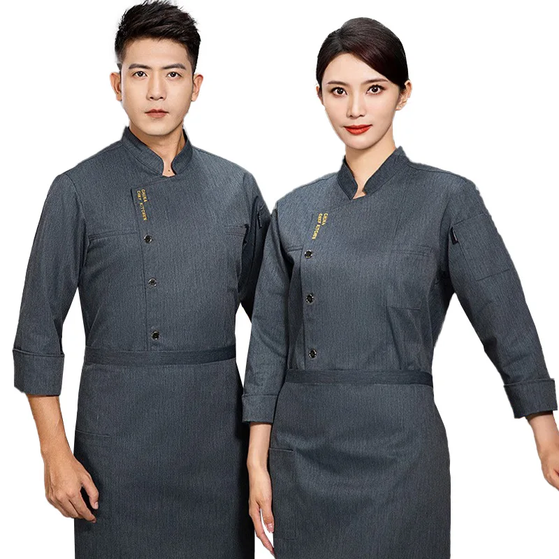 Long Sleeve Chef Clothes Uniform Restaurant Kitchen Cooking Chef Coat Waiter Work Jackets Professional Uniform Overalls Outfit