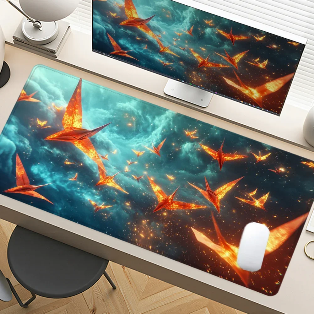 

Paper Airplane Mouse Pad Large Desk Accessories Desk Pad Rubber Base with Stitched Edge Mousepad Non-Slip Mousepad for Office