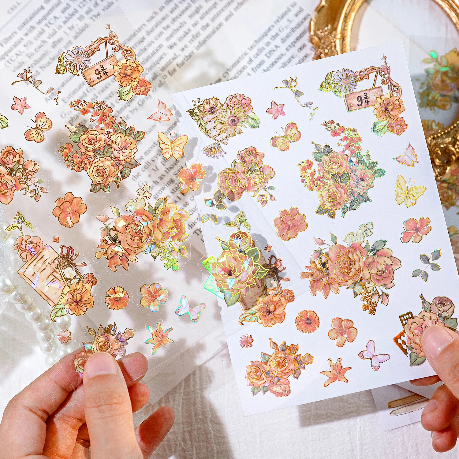 20 pcs Four season plants flowers Stickers book Old Adhesive Diy Diary Album accessories Diy junk journal Scrapbooking supplies