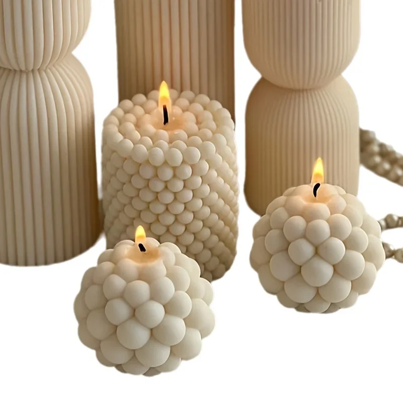 3D Silikon Kerze Form Zylindrische Blase Runde Kugel Duftenden Aromatherapie Gips Kerze Form DIY Kuchen Handgemachte Herstellung Form