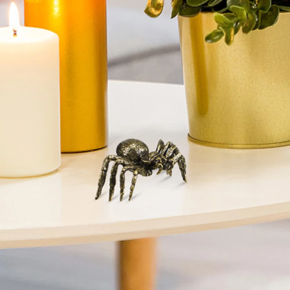 

2Pcs Copper Spider Tea Pet Creative Desktop nament Brass Crafts Lid Home Decor Tabletop Mini Model Fine Workmanship Practical
