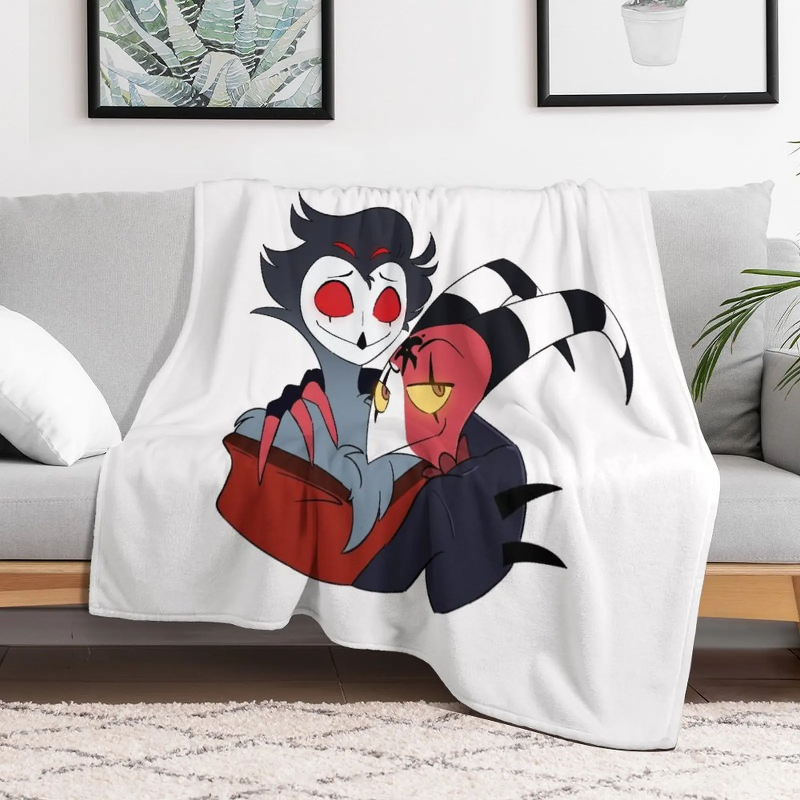 

Stolitz Helluva Boss Blitzo and Stolas Hug Throw Blanket Picnic blankets and throws Blankets