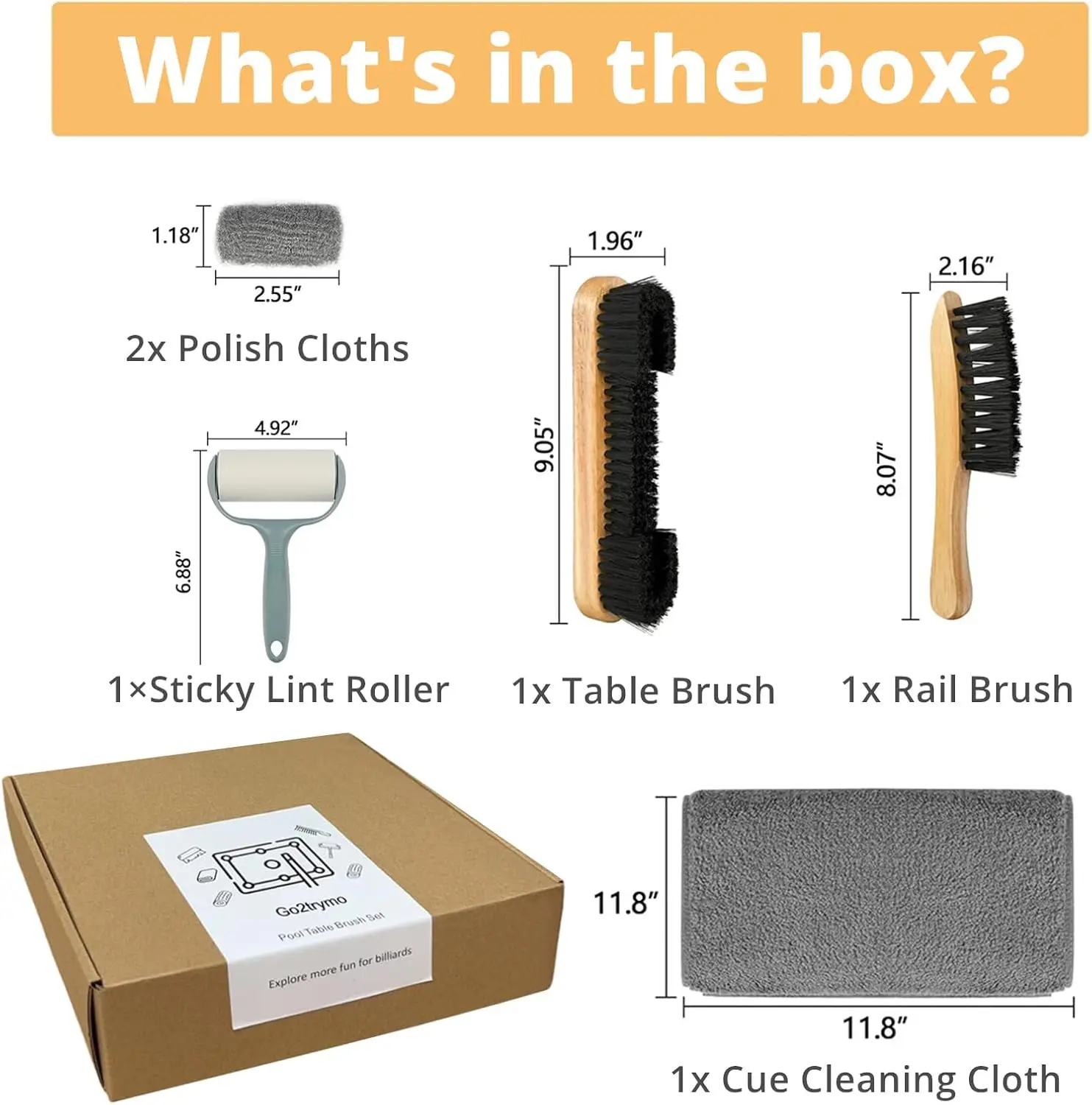 مجموعة أدوات تنظيف مسار طاولة البلياردو مكونة من 5 قطع مع فرشتين خشبية، قماش تنظيف النادي، قماش تلميع رأس الكرة، أسطوانة غبار