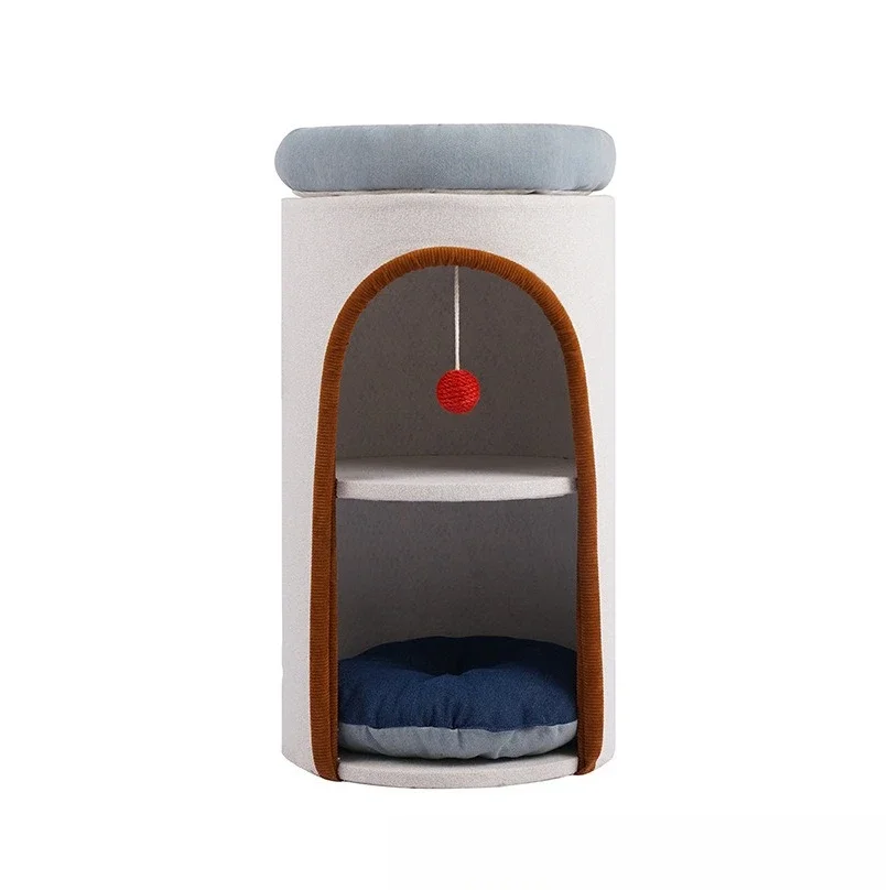 

Denim sisal bucket double-layer cat nest four-season universal cat climbing frame small and medium-sized cat scratching column