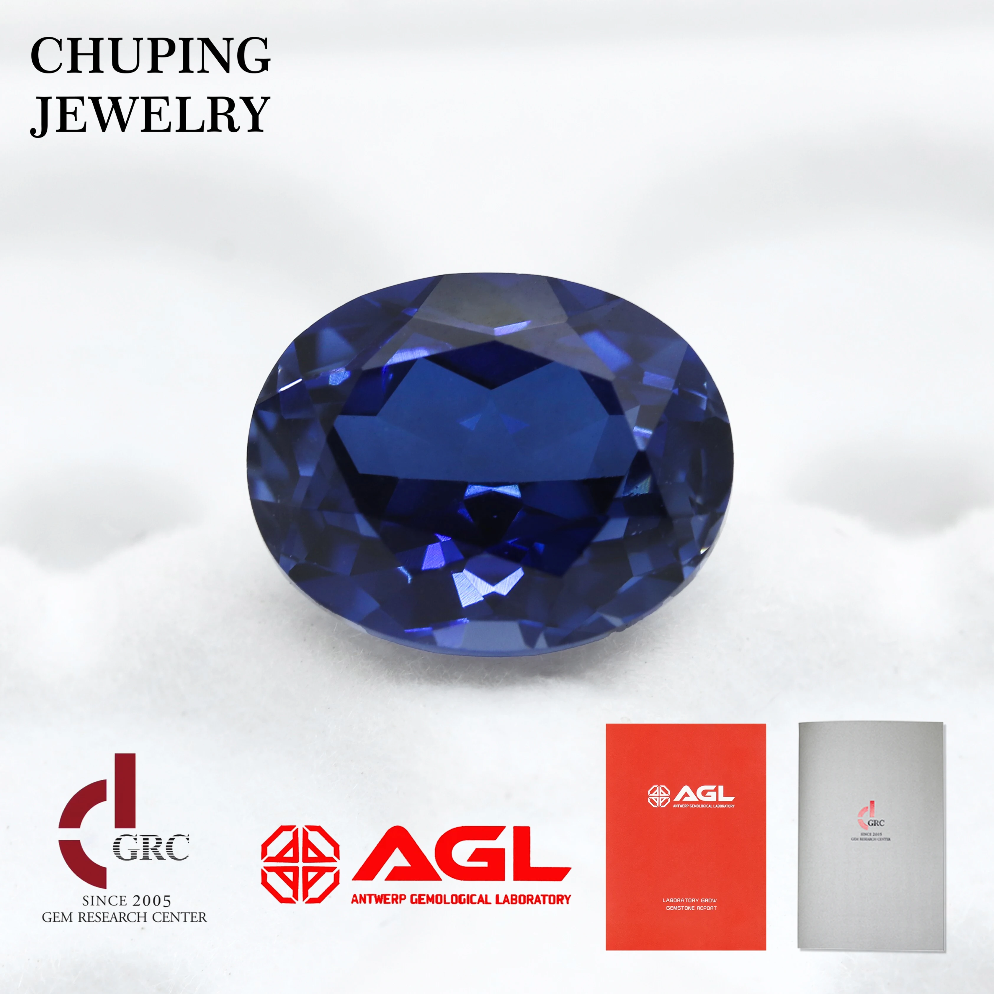 ChuPing Jewelry Forma ovale Fiamma fusa Blu reale per realizzare certificati AGL selezionabili Negozio sciolto Coltiva lo zaffiro