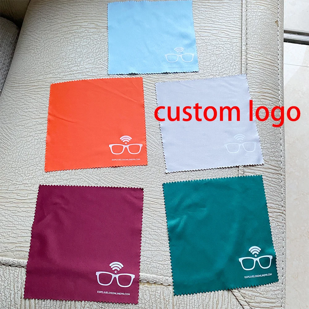 100/200/500pcs  150*150mm Customized Logo Printed Soft Microfiber Glassed Clean Cloths for Eyeglasses Jewelry Cleaning