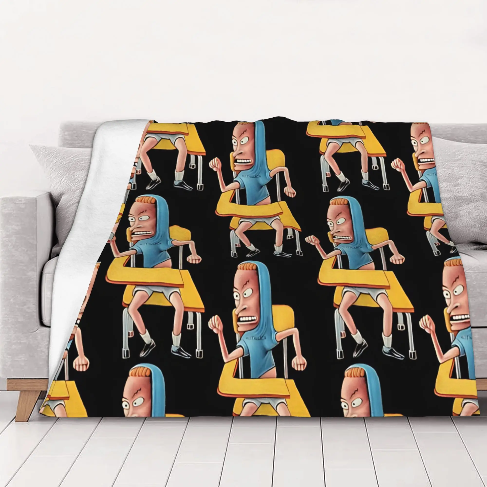 1PC Retro Slacker Cartoon  Beavis and Butt Head Home Room Decorations Winter Blankets For Adults Bedding Home Interior Sofa Knee