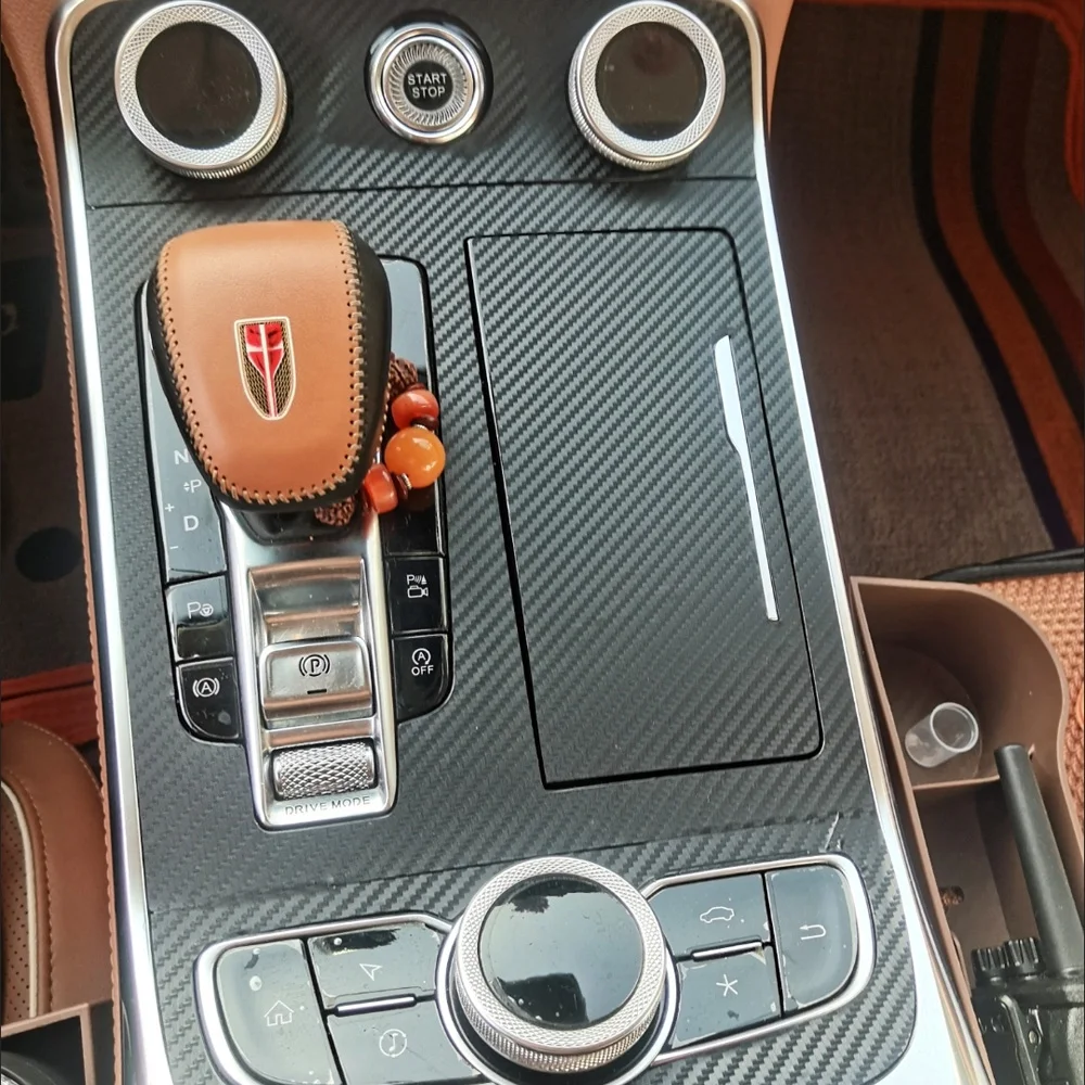 For Hongqi H9 2021-2024 Interior Central Control Panel Door Handle Carbon Fiber Stickers Decals Car Styling Accessorie