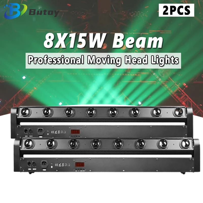 

2PCS New Type of RGBW LED Beam 8X15W Moving Head Lights DMX Control Multi-color Light Effect Lighting for DJ DISCO Wedding Party