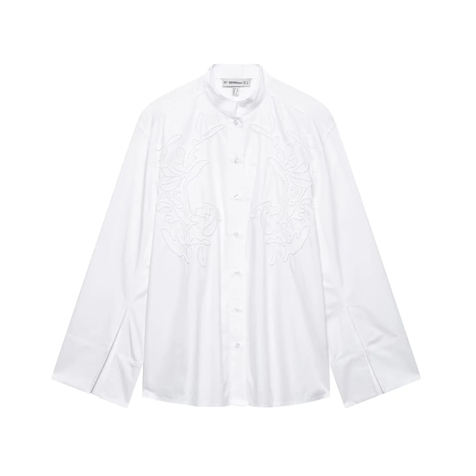 JNLEAOG Lente Nieuwe Dames Faion Design Geborduurd Katoen irt Casual Loose Fit Lang Sve Button up Pure Kleur Polyeste...