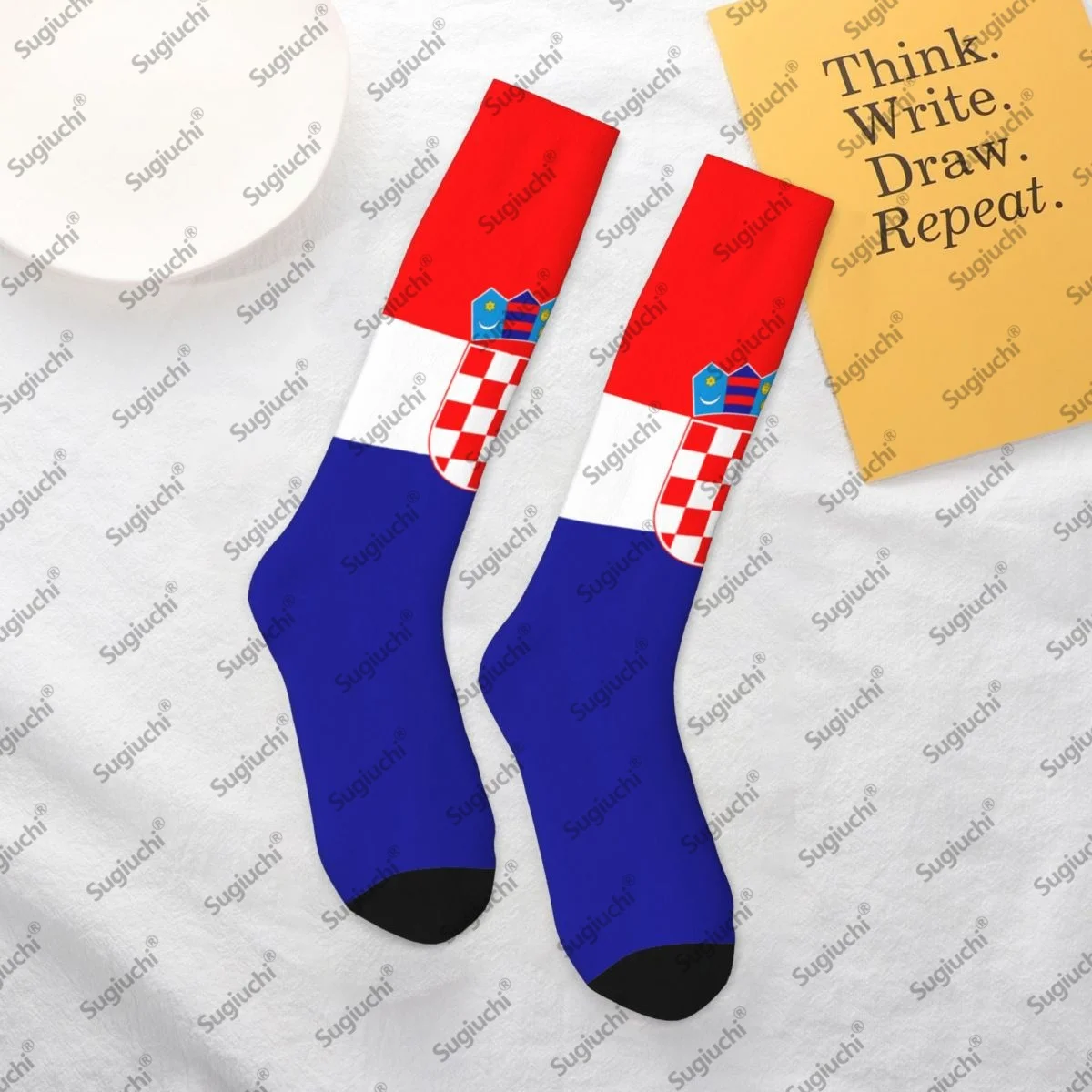 

2025 Croatia Flag Polyester 3D Printed Socks Men Women Casual High Quality Unisex Kawaii Socks Street Skateboard Socks