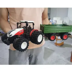 Juego de juguetes agrícolas a Control remoto para niños, Tractor, remolque con faro LED, 1/24G, coche, camión, simulador de Agricultura, regalo para niños, 2,4