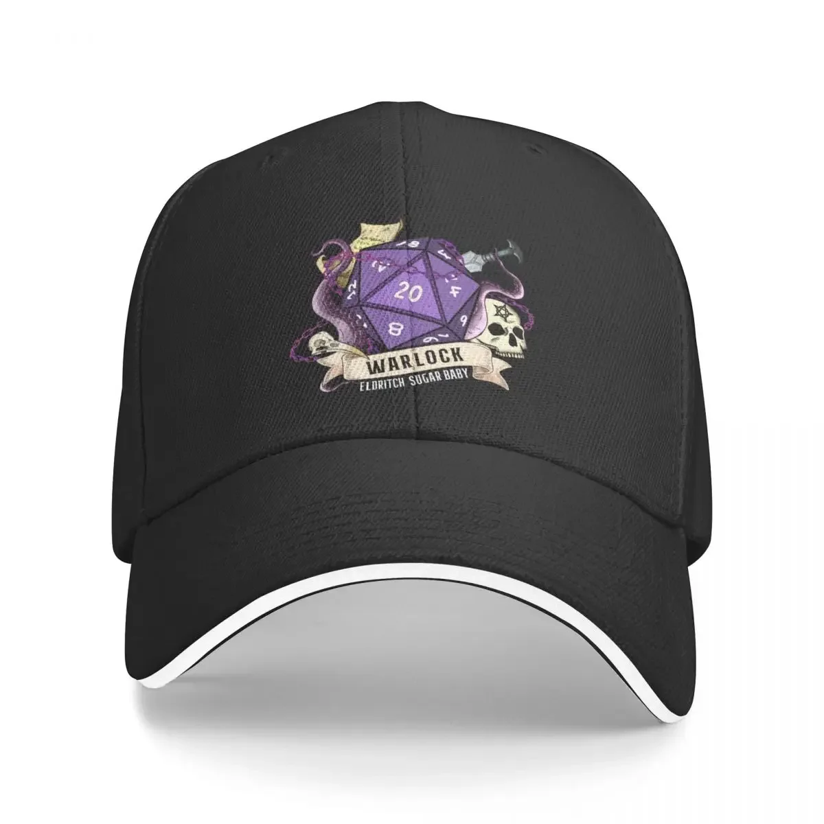 

DND WARLOCK D20 DICE, Eldritch sugar baby: skull, dagger, tentacles, chains and pact Baseball Cap hard hat Caps Women Men's