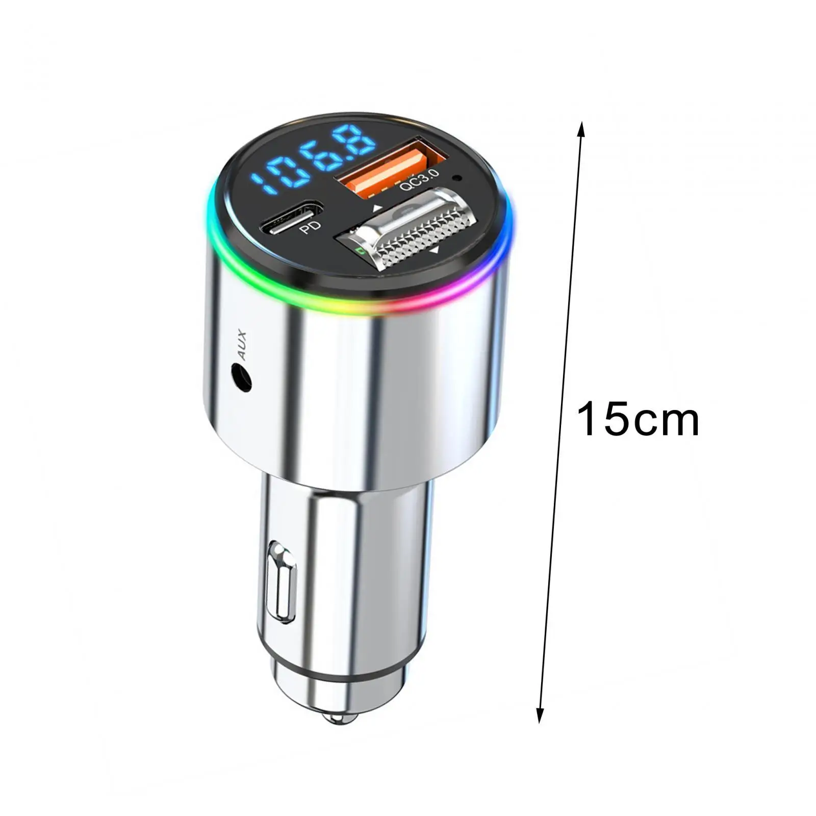 FM Transmitter for Car Voice Broadcast Colorful RGB Backlit FM Radio