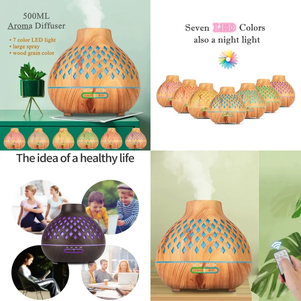 Rustige Serene Houten Aromatherapie Diffuser Met Ultrasone Technologie-Ideale 500Ml Etherische Olie-Luchtbevochtiger Voor Serene En Roet