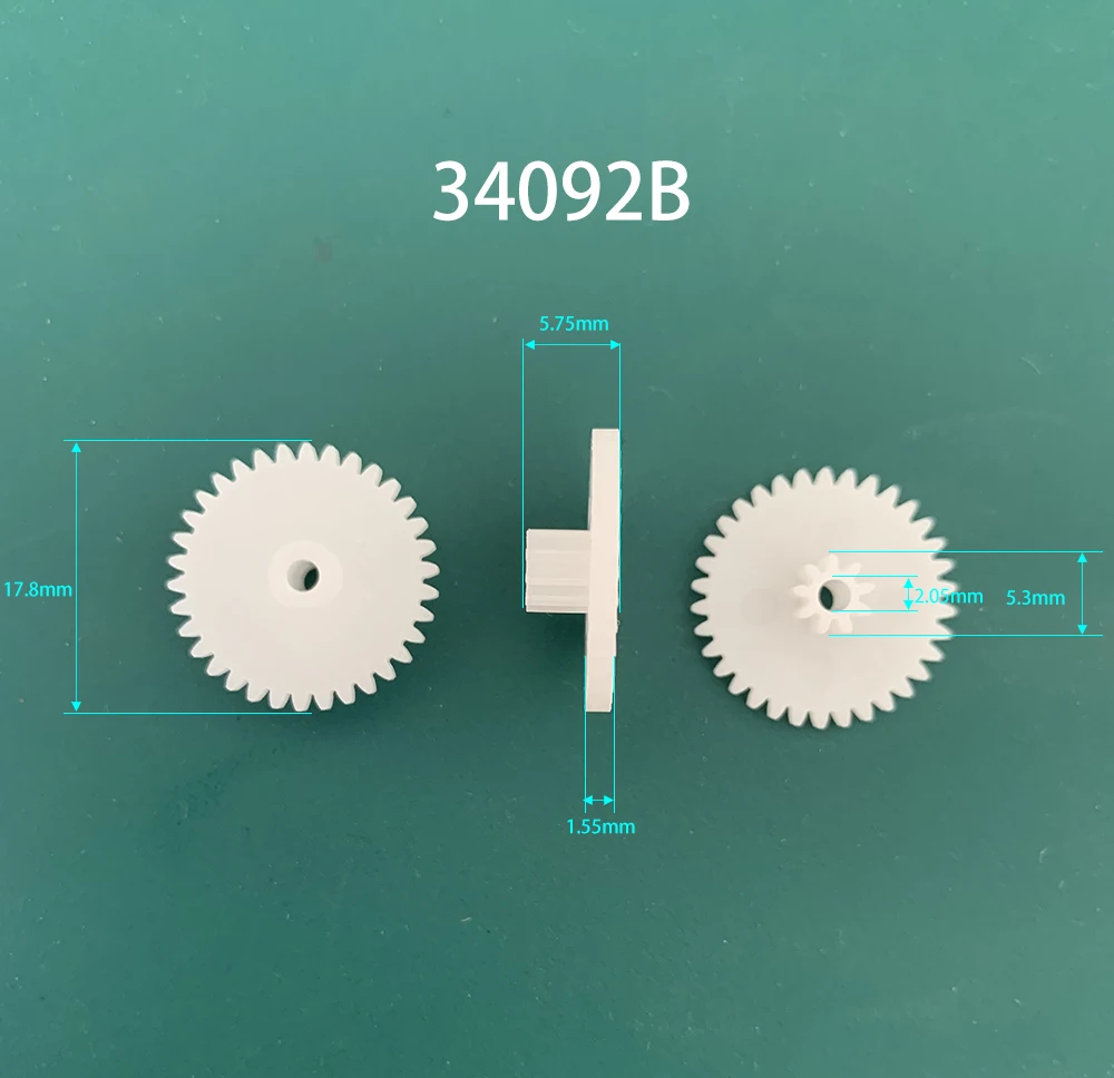 34092B 0.5M Plastic Spur Gear OD 18mm 34 Teeth + 9 Teeth 2mm Loose Fiting DIY Model Steampunk Gears 10pcs/lot