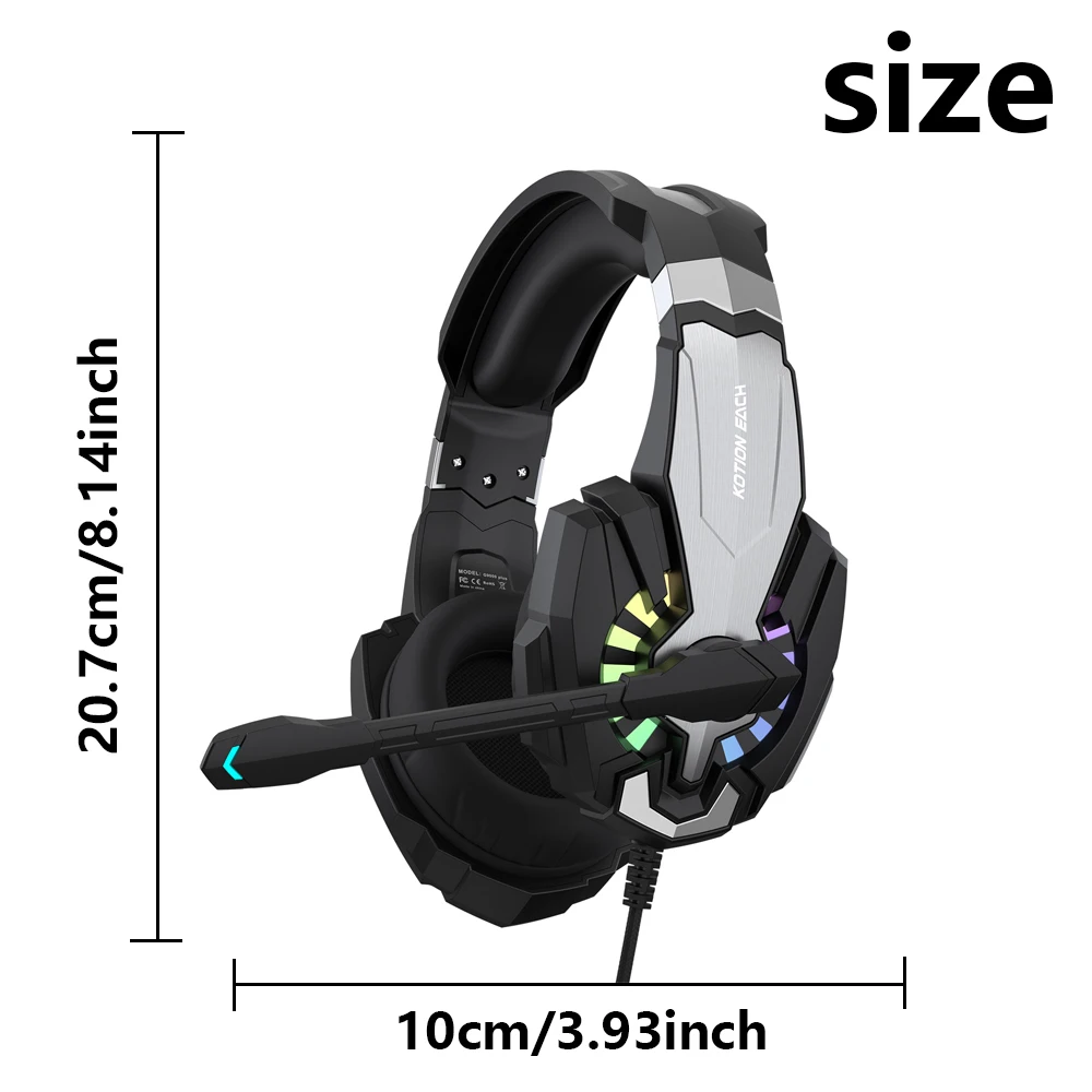 Gaming Headset with Mic Dynamic RGB/In-line control For PC PS4 PS5 Gaming Headphones 3.5mm USB Headphones for Laptop Computer