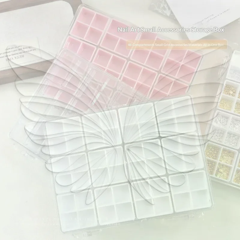 48 Grid Clear Plastic Storage Box with Lid Separate Grids for Kids Small Toy Building Block Mini Figure Organizer