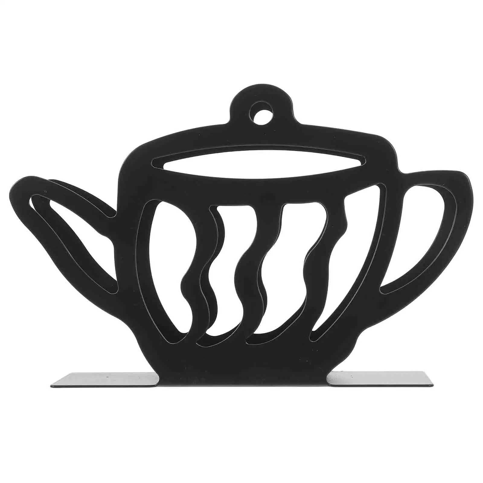 Black Iron Teapot Napkin Holder Decorative Paper Tissue Dispenser Kitchen Dining Table Organizer Upright Metal Napkin Holder - view 4