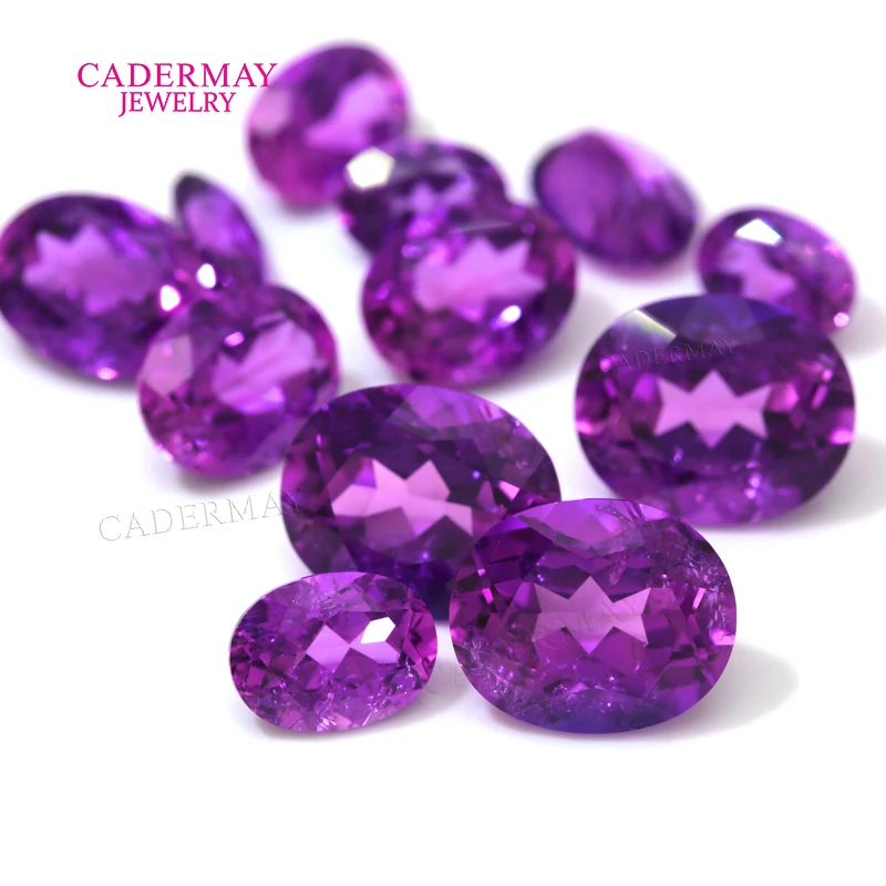 Inclusions Lab Created Sapphire 4x6mm-10x12mm Natural Cutting Oval Shape Violet Lab Sapphire Loose Gemstones for Making Jewelry