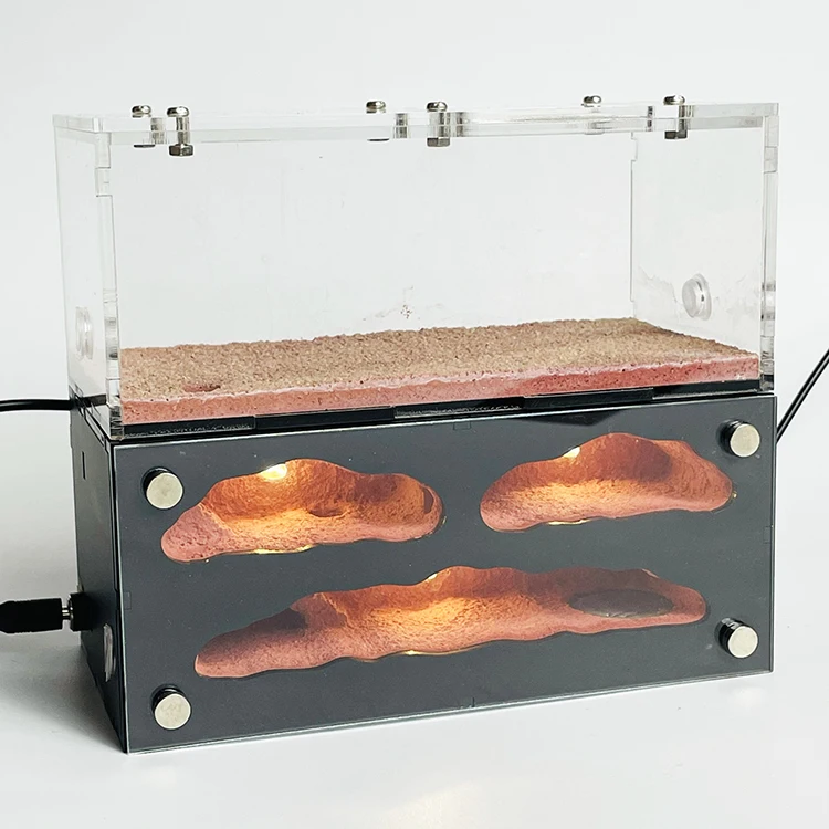 Ant Nest with usb light Temperature Control Concrete Ant House Anthill Pet Workshop,Ecological Ant Farm with Feeding Area