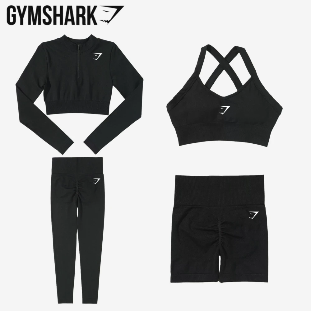 Gymshark 2026 Abbigliamento da yoga Sport da donna Corsa Gymshark Reggiseno intimo Vita alta Pantaloni per il sollevamento dell'anca Fitness Manica lunga