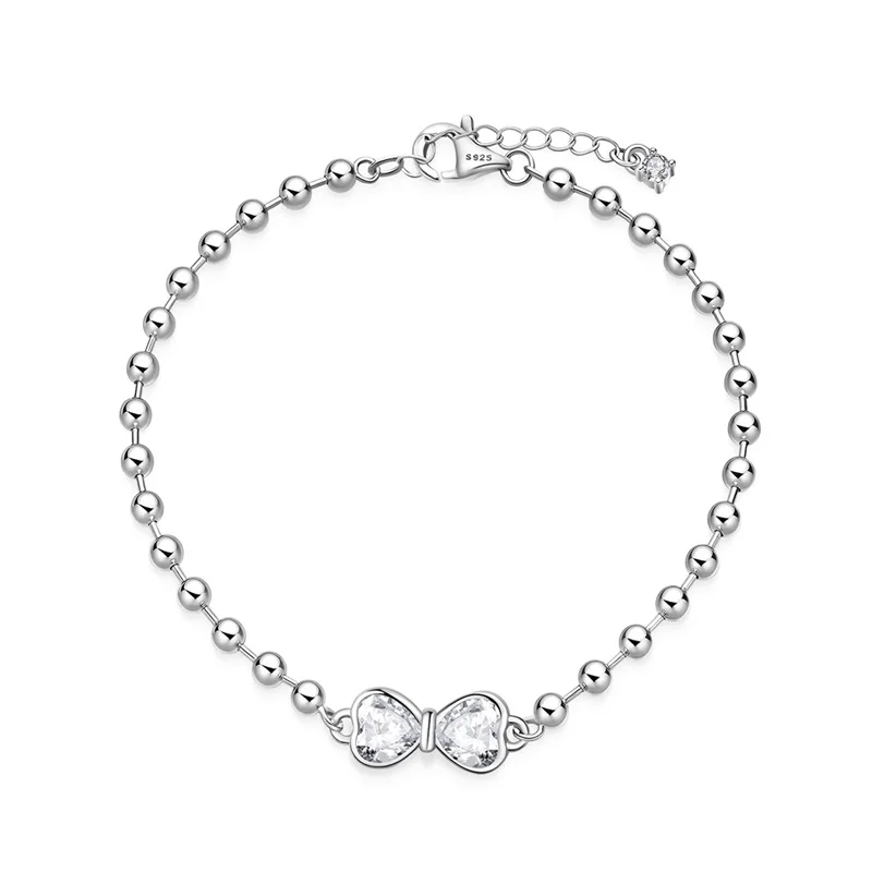 

Hot Sales 925 Sterling Silver Bowknot Bracelet Sparkling CZ Zircon Fashion High Quality For Women Girls Blessing Jewelry Gifts